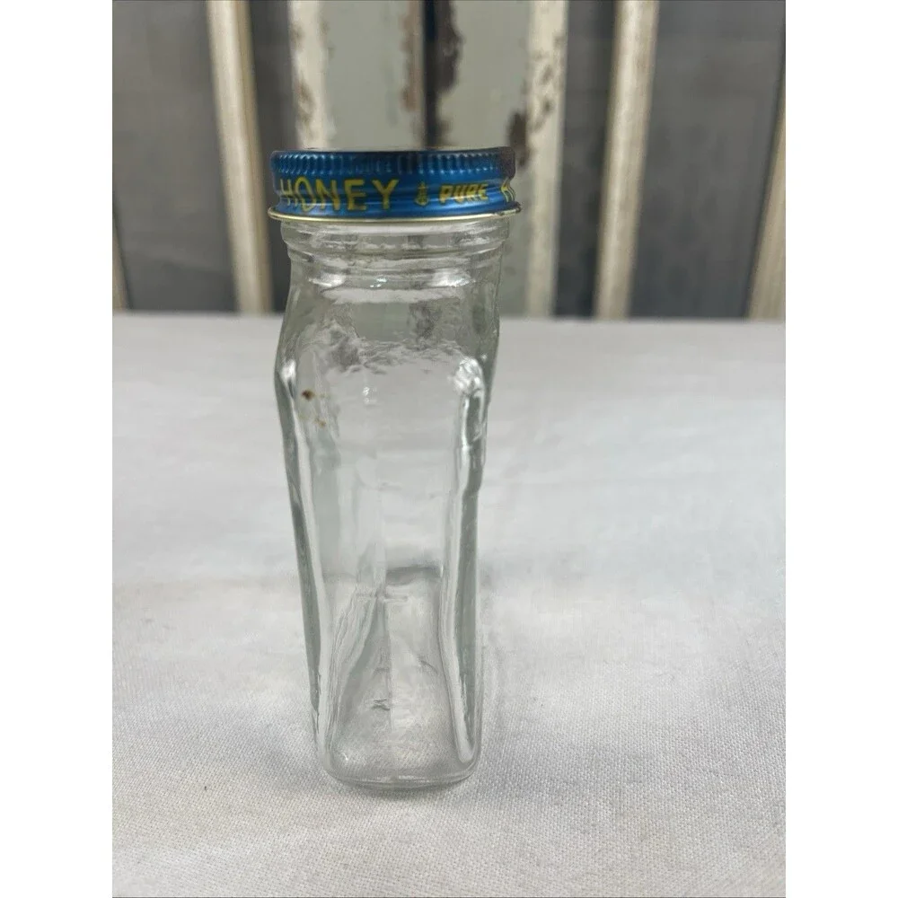 Glass Jar LAKE SHORE Pure HONEY Honeycomb Embossed  * UNIQUE * With Lid!